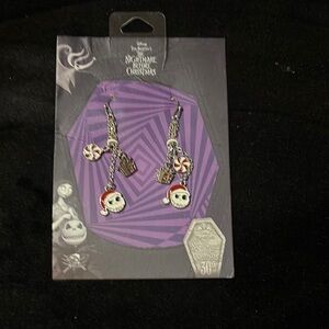 Disney Nightmare Before Christmas Skull Earrings with Red and White Accents